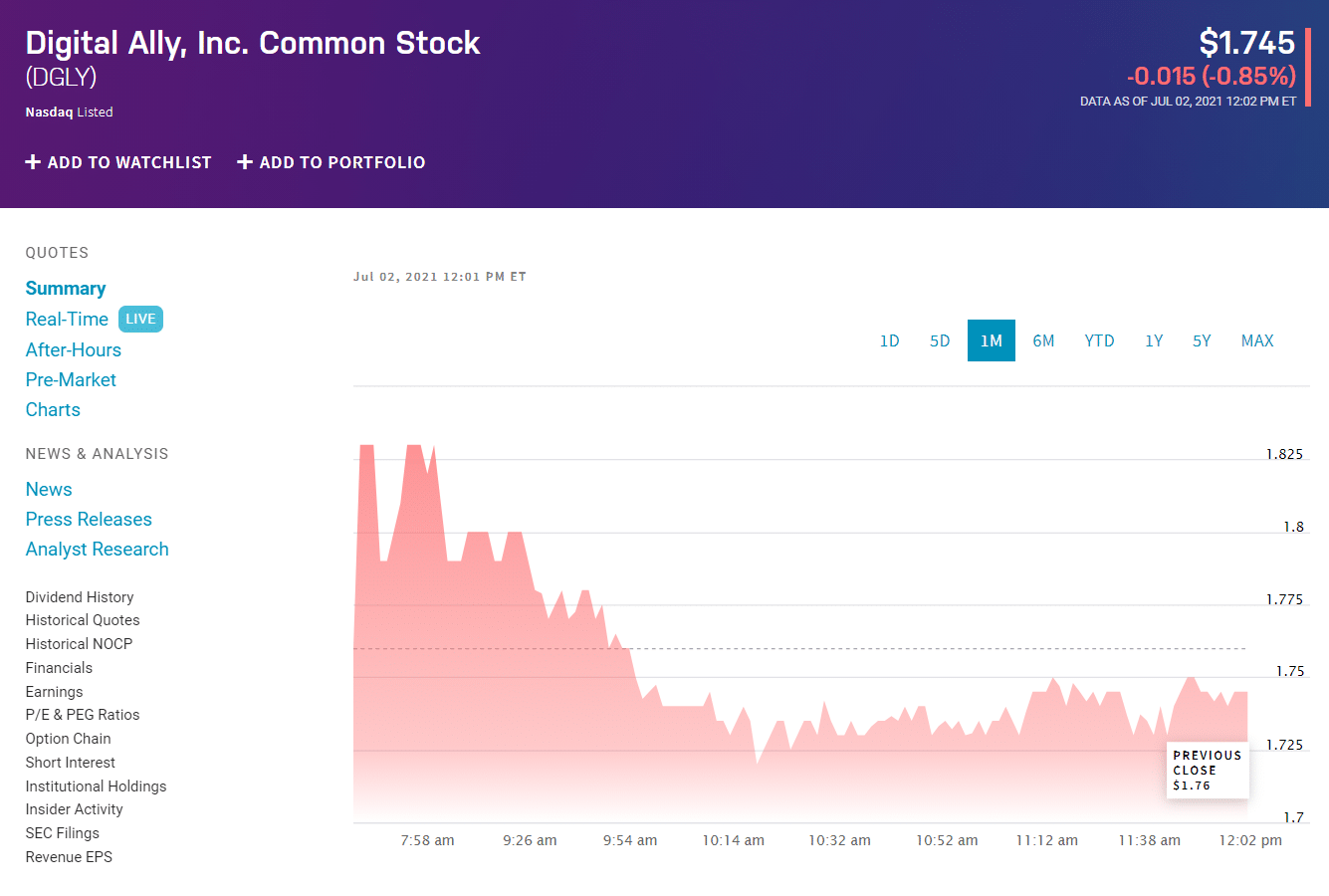 Digital Ally, Inc. Common Stock 
