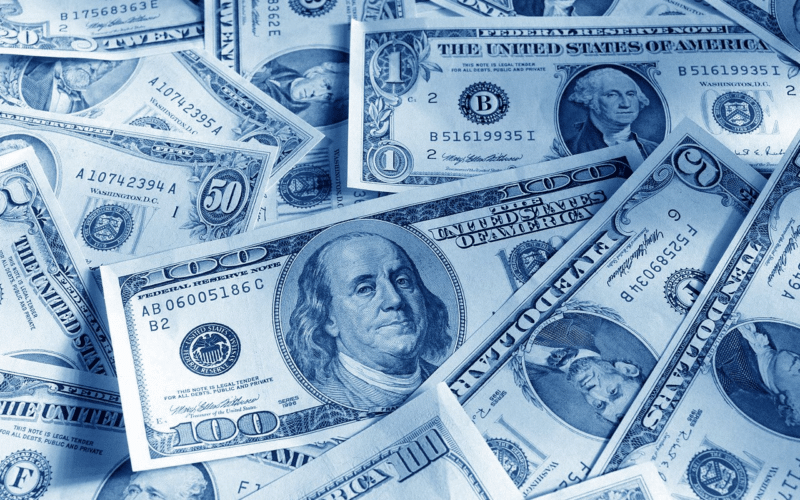 Blue dollars, image