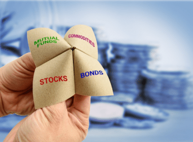 origami with words Stocks, Bonds, Mutual funds