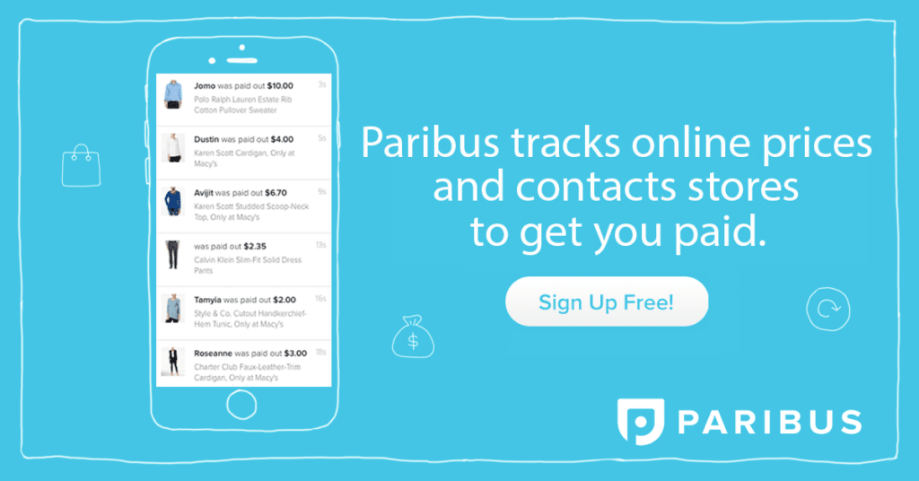 text "Paribus tracks online prices and contacts stores to get you paid" 