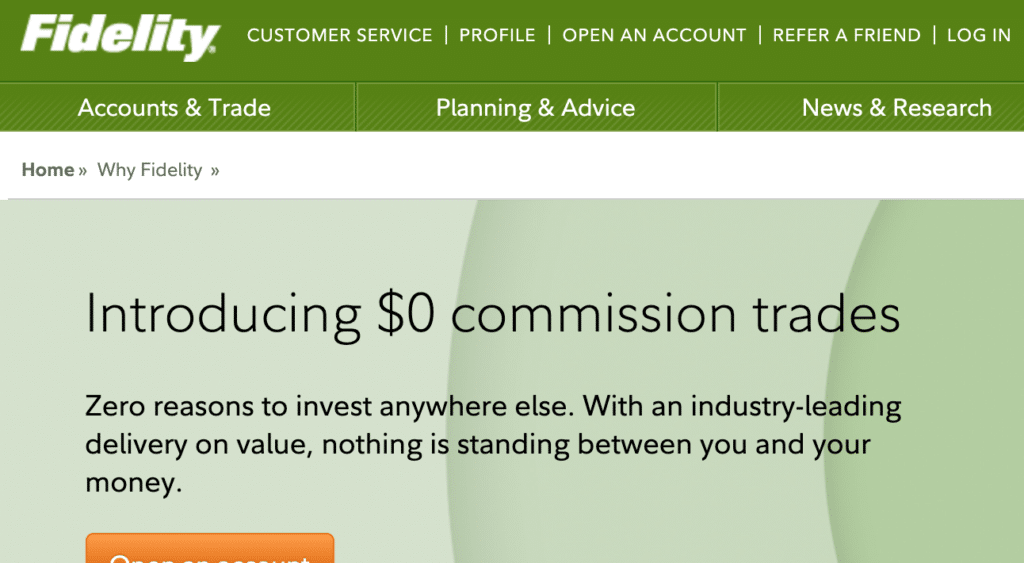 Fidelity introducing 0$ commission trades