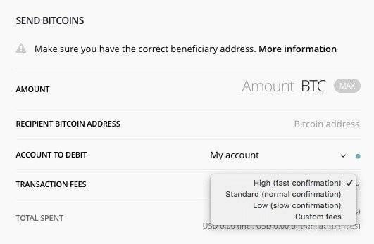 Input the correct information when sending coins