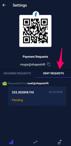 Requesting payment through an FIO address