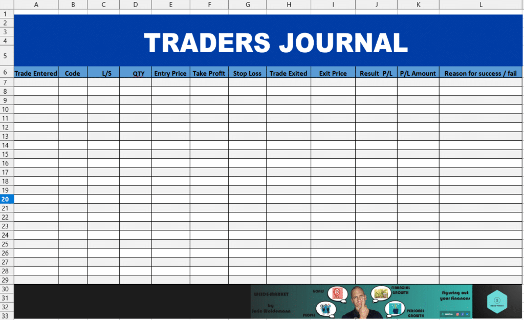 Excel journaling template