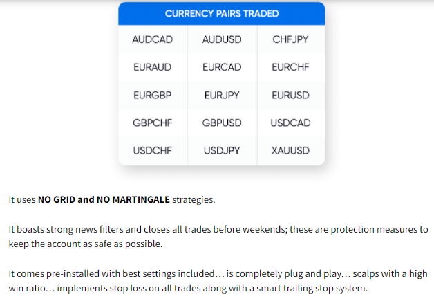 Currency pairs and features of DynaScalp