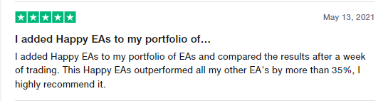 User review for Happy Forex company on the Trustpilot site