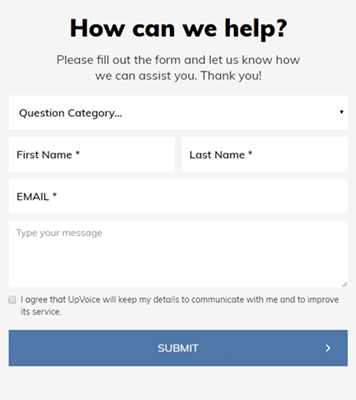 UpVoice support form