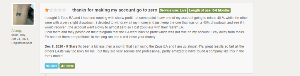 User review for Elite CurrenSea on Forex Peace Army